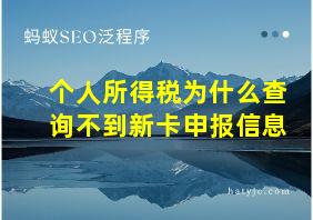 个人所得税为什么查询不到新卡申报信息