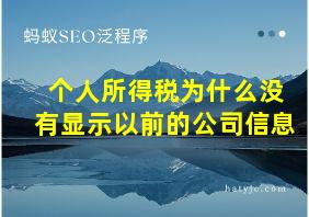 个人所得税为什么没有显示以前的公司信息