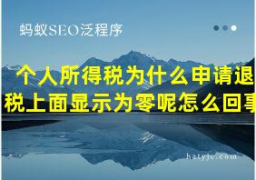 个人所得税为什么申请退税上面显示为零呢怎么回事