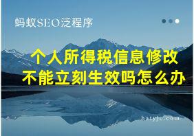 个人所得税信息修改不能立刻生效吗怎么办