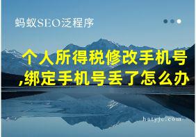 个人所得税修改手机号,绑定手机号丢了怎么办