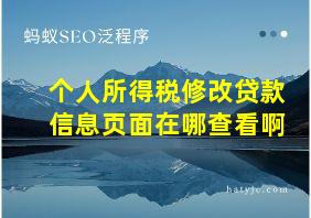 个人所得税修改贷款信息页面在哪查看啊