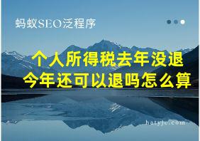 个人所得税去年没退今年还可以退吗怎么算