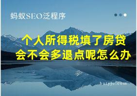 个人所得税填了房贷会不会多退点呢怎么办