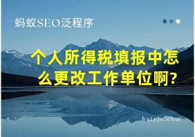 个人所得税填报中怎么更改工作单位啊?