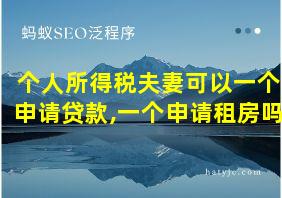 个人所得税夫妻可以一个申请贷款,一个申请租房吗