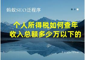 个人所得税如何查年收入总额多少万以下的