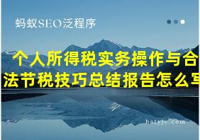 个人所得税实务操作与合法节税技巧总结报告怎么写