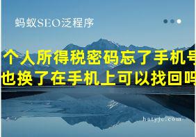 个人所得税密码忘了手机号也换了在手机上可以找回吗?