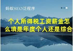 个人所得税工资薪金怎么填是年度个人还是综合