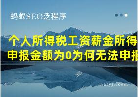 个人所得税工资薪金所得申报金额为0为何无法申报