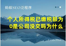 个人所得税已缴税额为0是公司没交吗为什么