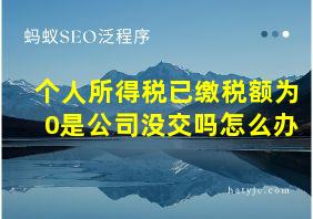 个人所得税已缴税额为0是公司没交吗怎么办