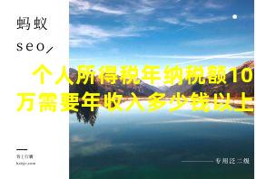 个人所得税年纳税额10万需要年收入多少钱以上