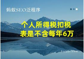 个人所得税扣税表是不含每年6万