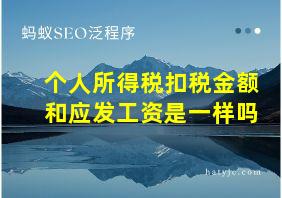 个人所得税扣税金额和应发工资是一样吗