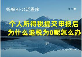 个人所得税提交申报后为什么退税为0呢怎么办