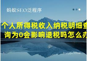 个人所得税收入纳税明细查询为0会影响退税吗怎么办