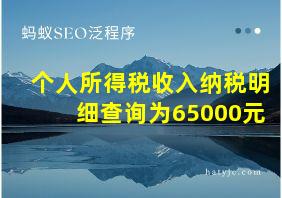 个人所得税收入纳税明细查询为65000元