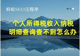 个人所得税收入纳税明细查询查不到怎么办