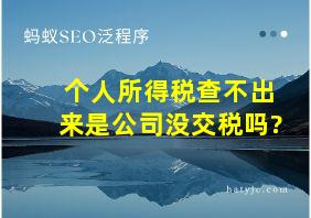 个人所得税查不出来是公司没交税吗?