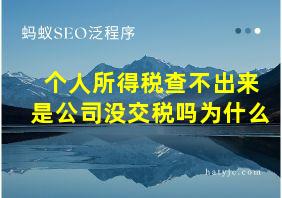 个人所得税查不出来是公司没交税吗为什么