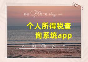 个人所得税查询系统app