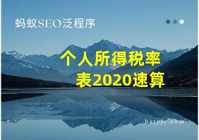 个人所得税率表2020速算