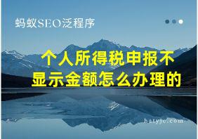 个人所得税申报不显示金额怎么办理的