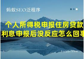 个人所得税申报住房贷款利息申报后没反应怎么回事