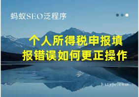 个人所得税申报填报错误如何更正操作