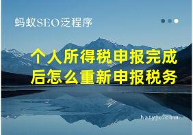 个人所得税申报完成后怎么重新申报税务