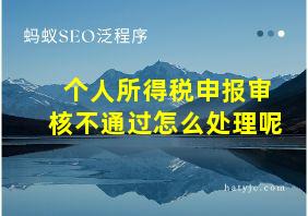 个人所得税申报审核不通过怎么处理呢