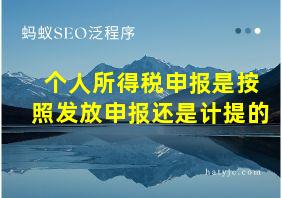 个人所得税申报是按照发放申报还是计提的