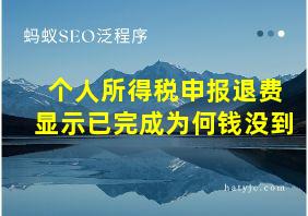 个人所得税申报退费显示已完成为何钱没到