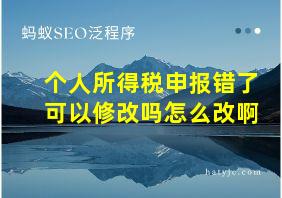 个人所得税申报错了可以修改吗怎么改啊