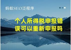 个人所得税申报错误可以重新申报吗