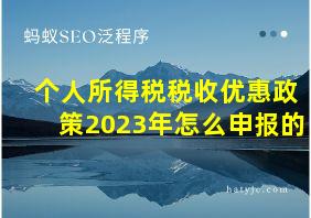 个人所得税税收优惠政策2023年怎么申报的