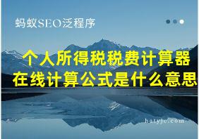 个人所得税税费计算器在线计算公式是什么意思