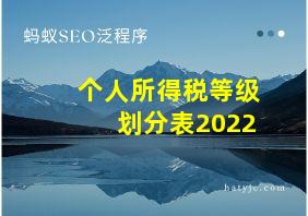 个人所得税等级划分表2022