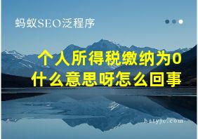 个人所得税缴纳为0什么意思呀怎么回事