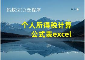 个人所得税计算公式表excel