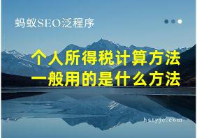 个人所得税计算方法一般用的是什么方法