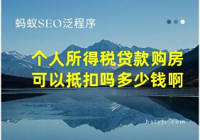 个人所得税贷款购房可以抵扣吗多少钱啊