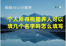 个人所得税赡养人可以填几个名字吗怎么填写