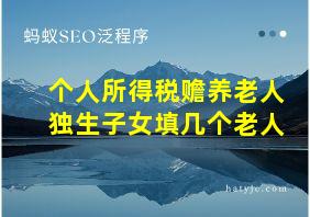 个人所得税赡养老人独生子女填几个老人