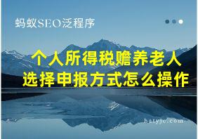 个人所得税赡养老人选择申报方式怎么操作