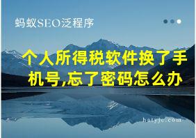 个人所得税软件换了手机号,忘了密码怎么办