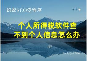 个人所得税软件查不到个人信息怎么办