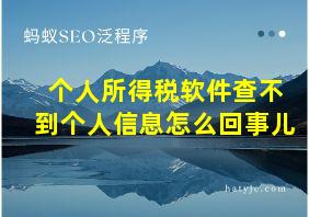 个人所得税软件查不到个人信息怎么回事儿